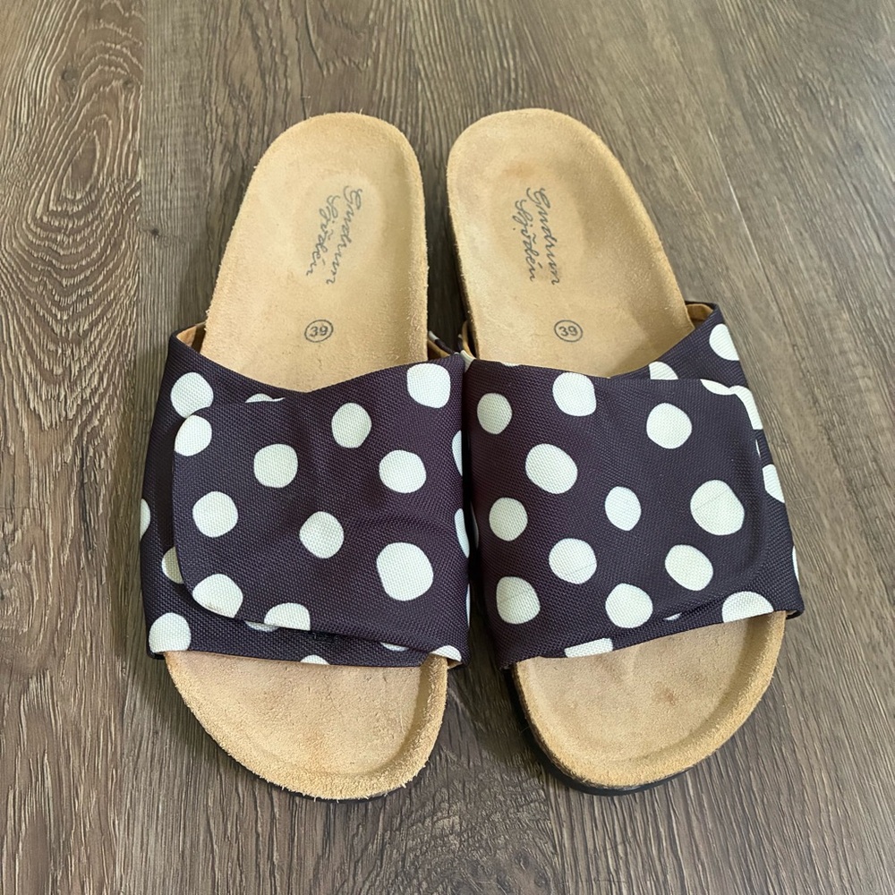 Gudrun Sjoden Amber Polka Dot Slide Sandals Swedish Lagenlook